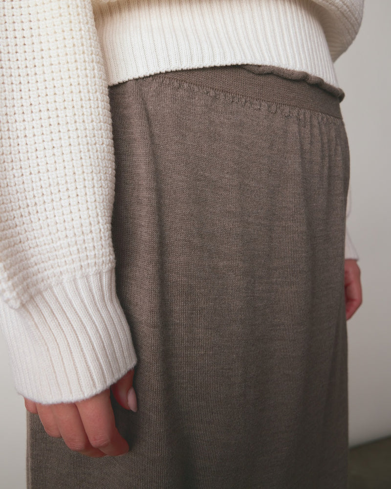 021 asymmetric wool skirt in umber