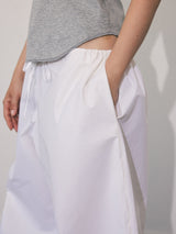 043 bias cut drawstring pant in off white poplin