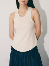 042 weekend tank in pale yellow cotton rib