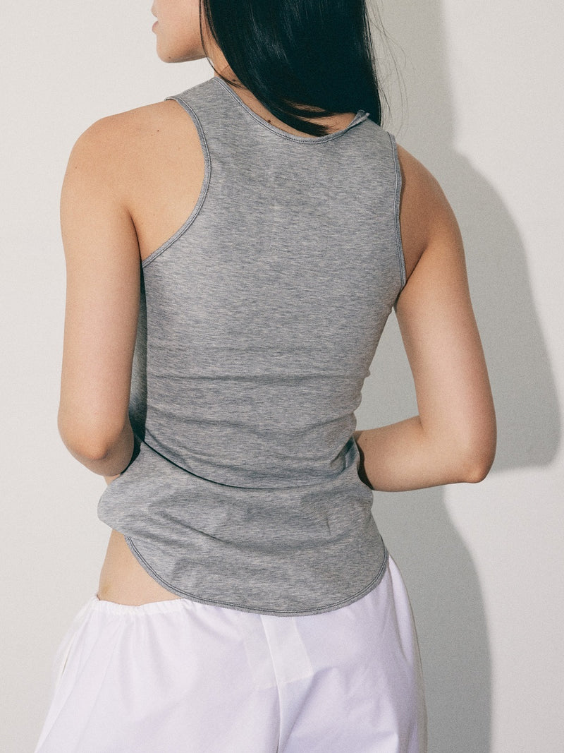 042 weekend tank in marle grey cotton jersey