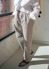 010 pleat trousers in gingham